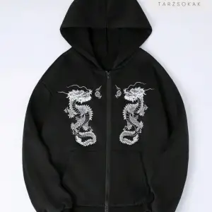 Double Dragons Sweatshirt Fermuarlı Hırka Siyah