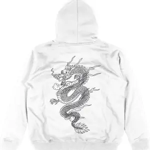 Dragon Beyaz Oversize Unisex Kapüşonlu Sweatshirt Hoodie