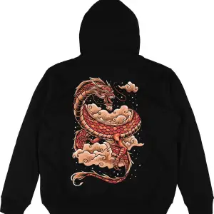 Dragon v2 Siyah Oversize Unisex Kapüşonlu Sweatshirt Hoodie