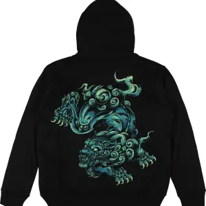 Dragon Year Siyah Oversize Unisex Kapüşonlu Sweatshirt Hoodie
