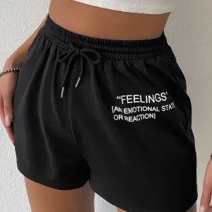 Drawstring Waist Slogan Graphic Track Şort