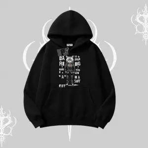 Dream Big Yazılı Takım Elbiseli Kedi Baskılı Kapşonlu Sweatshirt