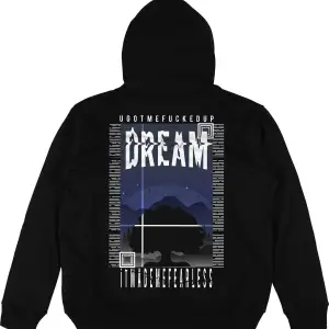 Dream Siyah Oversize Unisex Kapüşonlu Sweatshirt Hoodie