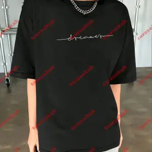 Dreamer Baskılı Oversize Bisiklet Yaka Tshirt Beyaz