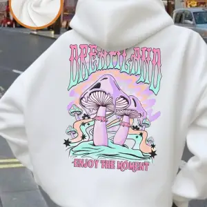 Dreamland Mushrooms Baskı Kapüşonlular Bayan Kış Polar Sıcak Kazaklar Rahat Cep Tişörtü Rahat