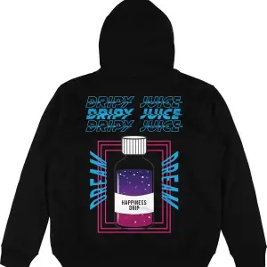 Dripy Juice Siyah Oversize Unisex Kapüşonlu Sweatshirt Hoodie