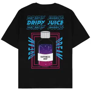 Dripy Juice Siyah Oversize Unisex T-shirt