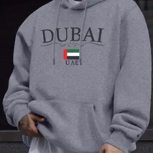 Dubai BAE Harf ve Bayrak Baskılı Unisex Kazaklar Kalınlaştırılmış Her Şeyle Uyumlu Kapüşonlu