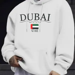 Dubai BAE Harf ve Bayrak Baskılı Unisex Kazaklar Kalınlaştırılmış Her Şeyle Uyumlu Kapüşonlu