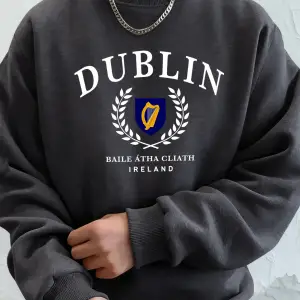 Dublin İrlanda Mektup Baskılı Kapüşonlu Kazaklar Erkek Yumuşak Sıcak Kapüşonlular Cep Sonbaha