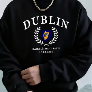 Dublin İrlanda Mektup Baskılı Kapüşonlu Kazaklar Erkek Yumuşak Sıcak Kapüşonlular Cep Sonbaha