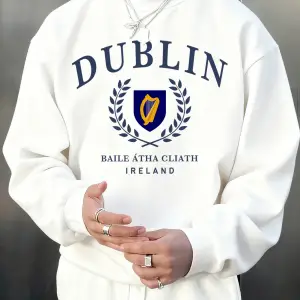 Dublin İrlanda Mektup Desen Sonbahar Erkekler Kazak Moda Bisiklet Yaka Kazak Hip Hop Giysiler