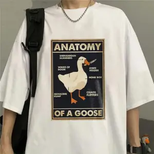 Duck Anatomy Baskılı Beyaz Unisex Oversize