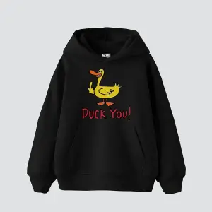 Duck You Baskılı Oversize Unisex Premium Beyaz