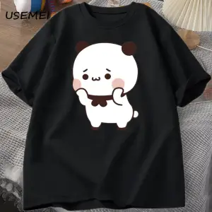 DuDu ayı şaşırtıcı Panda BuBu bir çiçek T-shirt ile komik sevimli Buu Duu grafik T Shirt kadı 2871