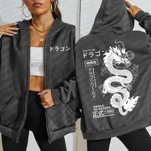 Dünya ejderha özel 1990 desen kadın fermuarlı kapüşonlu kıyafet Trendy polar Hoody rahat sonb