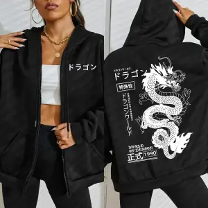 Dünya ejderha özel 1990 desen kadın fermuarlı kapüşonlu kıyafet Trendy polar Hoody rahat sonb