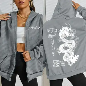 Dünya ejderha özel 1990 desen kadın fermuarlı kapüşonlu kıyafet Trendy polar Hoody rahat sonb