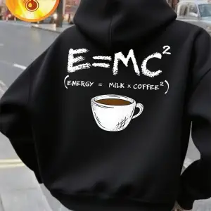 Düşünürken Kahve Gerekir Baskılı Kapüşonlu Kadın Günlük Cepli Kazak Kışlık Polar Sıcak Sweats