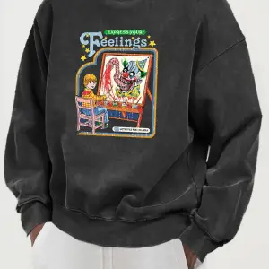 Duygularınızı İfade Edin Desenli Erkekler Yıkanmış Pamuklu Tişörtler Moda Günlük Üstler Büyük