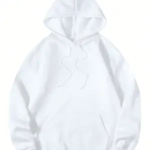 DÜZ Renkli Baskılı Oversize Kapüşonlu Sweatshirt Beyaz