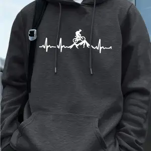 Ecg Bisiklet Off-Road Baskı Erkek Tişörtü Kış Cep Kapşonlu Moda Polar Sıcak Gevşek Kazaklar R