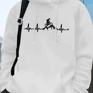 Ecg Bisiklet Off-Road Baskı Erkek Tişörtü Kış Cep Kapşonlu Moda Polar Sıcak Gevşek Kazaklar R