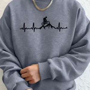 Ecg Bisiklet Off-Road Baskılı Erkek Tişörtü Kış Bisiklet Yaka Kapüşonlu Üst Sokak Polar Sıcak