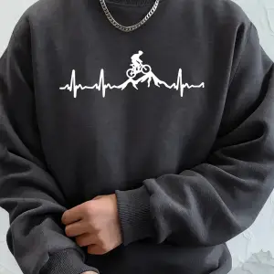 Ecg Bisiklet Off-Road Baskılı Erkek Tişörtü Kış Bisiklet Yaka Kapüşonlu Üst Sokak Polar Sıcak