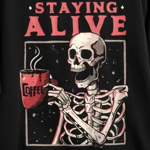 Eduely Sloganlı ve İskelet Grafikli Düşük Omuzlu Tişört