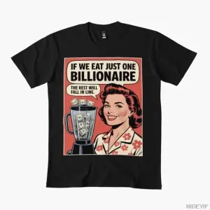 Eğer Bir Milyarder Yiyorsak Gerileri Sıraya Girecek 2 Erkek Kadın Tişörtü %100 Pamuklu Tişört
