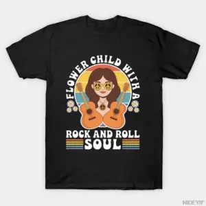 Eğlenceli Çiçek Çocuk Rock And Roll Soullu Erkek Kadın Tişörtü %100 Pamuklu Tişörtler Kısa K