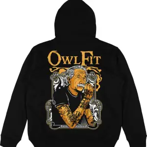 Einstein Siyah Oversize Unisex Kapüşonlu Sweatshirt Hoodie