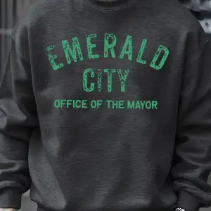 Emerald City Mektup Baskılı Sonbahar Sweatshirt Erkek Trendy Günlük Kazak Polar Bol Giyim Her