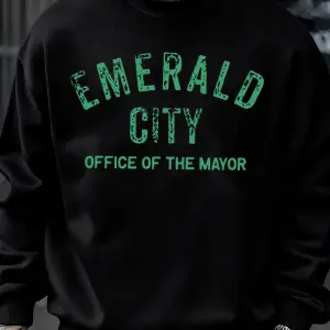 Emerald City Mektup Baskılı Sonbahar Sweatshirt Erkek Trendy Günlük Kazak Polar Bol Giyim Her