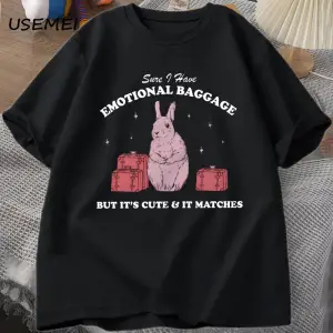 Emin ben duygusal bagaj komik T Shirt kadın erkek Vintage tavşan Teeyaz k 2836