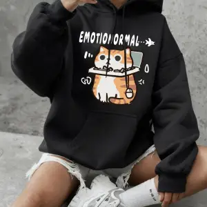 Emotion Abnormal Cat Baskılı Sweatshirtler Kadınlar İçin Kışlık Polar Sıcak Kapüşonlu Üstler