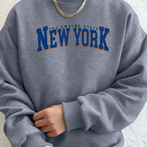 Empire State New York Print Man Polar Cepli Kapüşonlu Üst Sokak Sporları Tişörtü O-Yaka Günlü