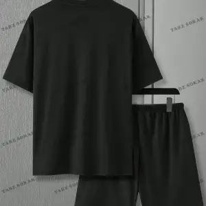 EMRG Erkek Ayı Slogan Baskılı T-Shirt ve Şort Takım