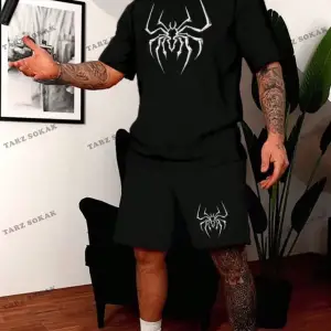 EMRG Erkek Karikatür Baskılı Kısa Kollu Tişört Ve Şort Takım