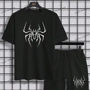 EMRG Erkek Karikatür Baskılı Kısa Kollu Tişört Ve Şort Takım