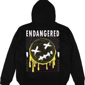 Endangered Siyah Oversize Unisex Kapüşonlu Sweatshirt Hoodie