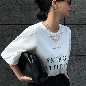 Energy Baskılı Oversize Kalıp Unisex T-shirt