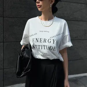 Energy Baskılı Oversize Kalıp Unisex T-shirt