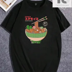 Eoli Studio Erkek Japon Harfli ve Karikatür Grafikli Tişört