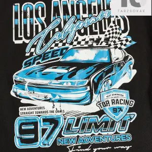 Erkek Araba ve Mektup Grafikli Tişört