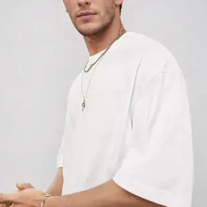 Erkek Beyaz Basic Düz Baskısız Oversize Salas Boyfriend
