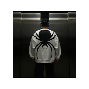 Erkek Beyaz Örümcek Baskılı Oversize Bisiklet Yaka Sweatshirt TYC10ZVSPN1694928