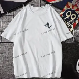 Erkek Beyaz T-shirt Devıl Sırt Baskılı Oversize