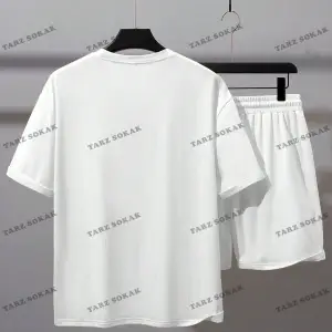 Erkek Bol Kesim Rahat Tişört Ve Şort Takım Harfli Baskılı